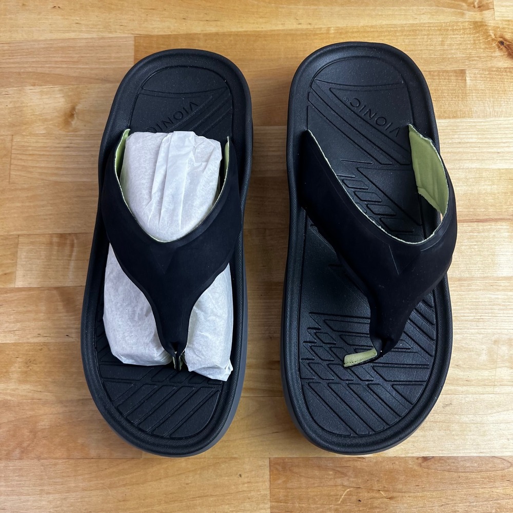 Vionic Sandals Renew Black Wedge Flip Flop Women'… - image 2